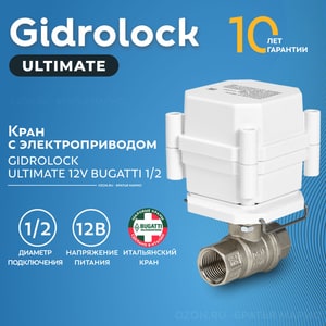 ШЭП 1/2" GIDROLOCK PROFESSIONAL BUGATTI. напряжения питания 12В шаравой кран BUGATTI латунь