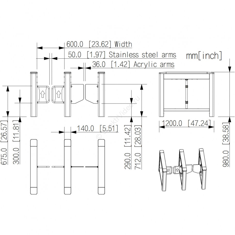 Турникет‐барьер Dahua DHI‐ASGB120K‐D (двухсторонний модуль) 2