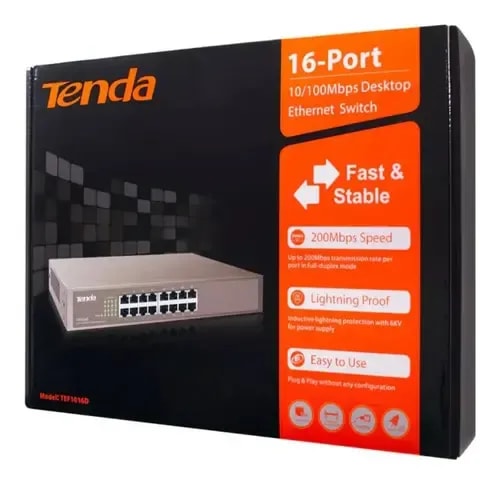 Коммутатор Tenda TEF1016D 16xFE,16-port Стоечный, Неуправляемый 2