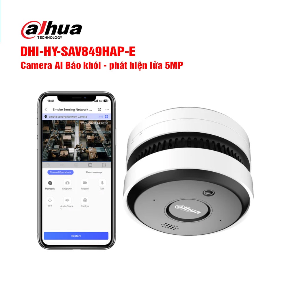 Камера внутренняя с датчиком дыма Dahua DH-HY-SAV849HAP-E 2