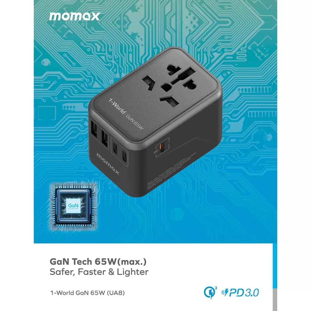 Сетевой адаптер Dahua MOMAX 1-World 65W Travel черный Dahua Overseas MOMAX 1-World 65W Travel Adapter-Black 2