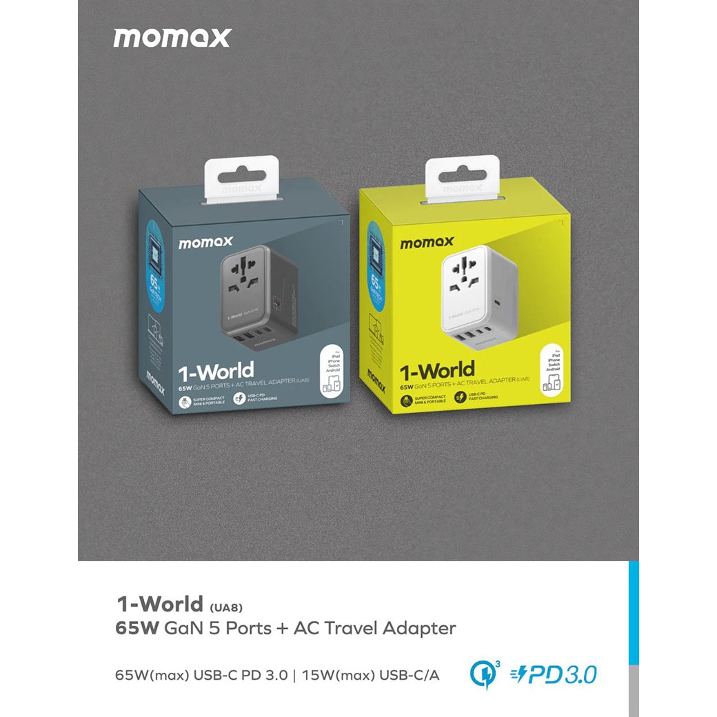 Сетевой адаптер Dahua MOMAX 1-World 65W Travel черный Dahua Overseas MOMAX 1-World 65W Travel Adapter-Black 3