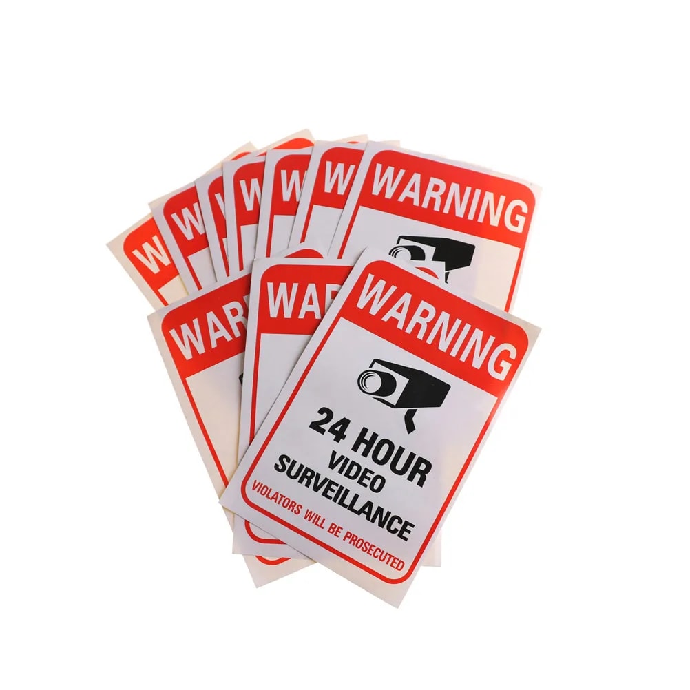 Наклейка синего цвета 24h Video Surveillance 2023 Warning Sticker-Blue 1