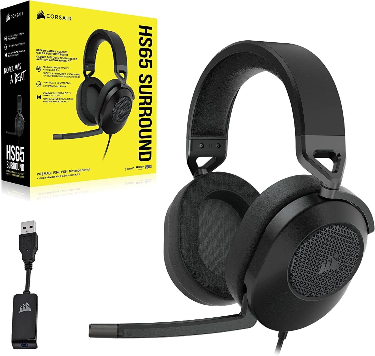 Наушники проводные Corsair HS65 Surround / 3.5mm + Bluetooth Наушники проводные Corsair HS65 Surround / 3.5mm + Bluetooth