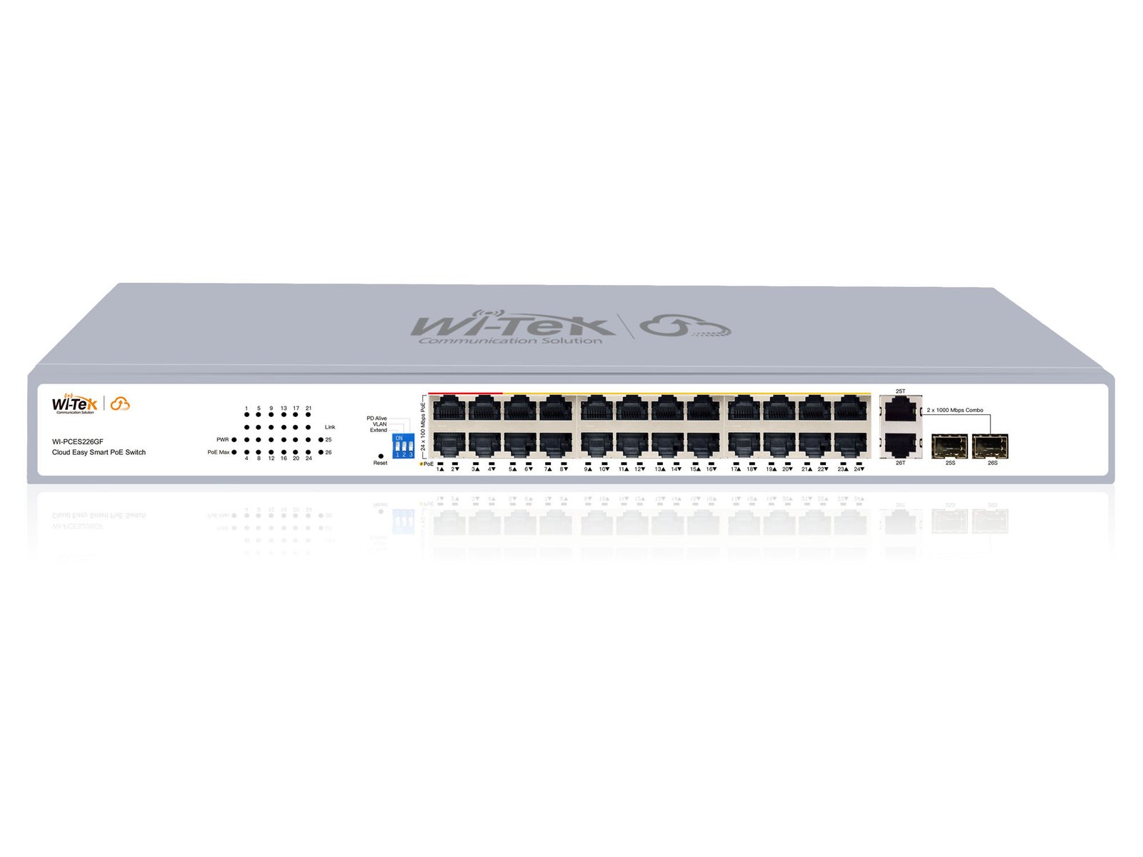 Коммутатор PoE Wi-Tek WI-PCES226GF 24PoE+2SFP 100Mbps Коммутатор PoE Wi-Tek WI-PCES226GF 24PoE+2SFP 100Mbps