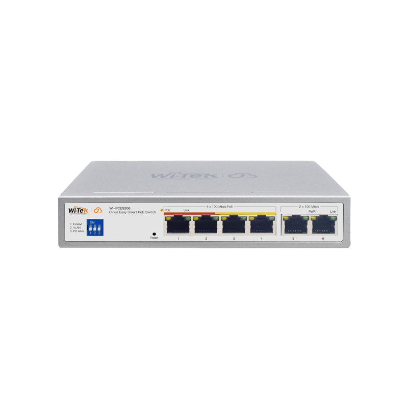 Коммутатор PoE Wi-Tek WI-PCES206 4PoE+2Uplink 100Mbps Коммутатор PoE Wi-Tek WI-PCES206 4PoE+2Uplink 100Mbps