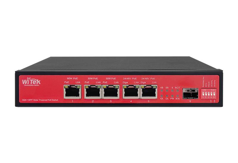 PoE-коммутатор солнечного питания Wi-Tek WI-PS306GF-UPS-15A V2 PoE-коммутатор солнечного питания Wi-Tek WI-PS306GF-UPS-15A V2