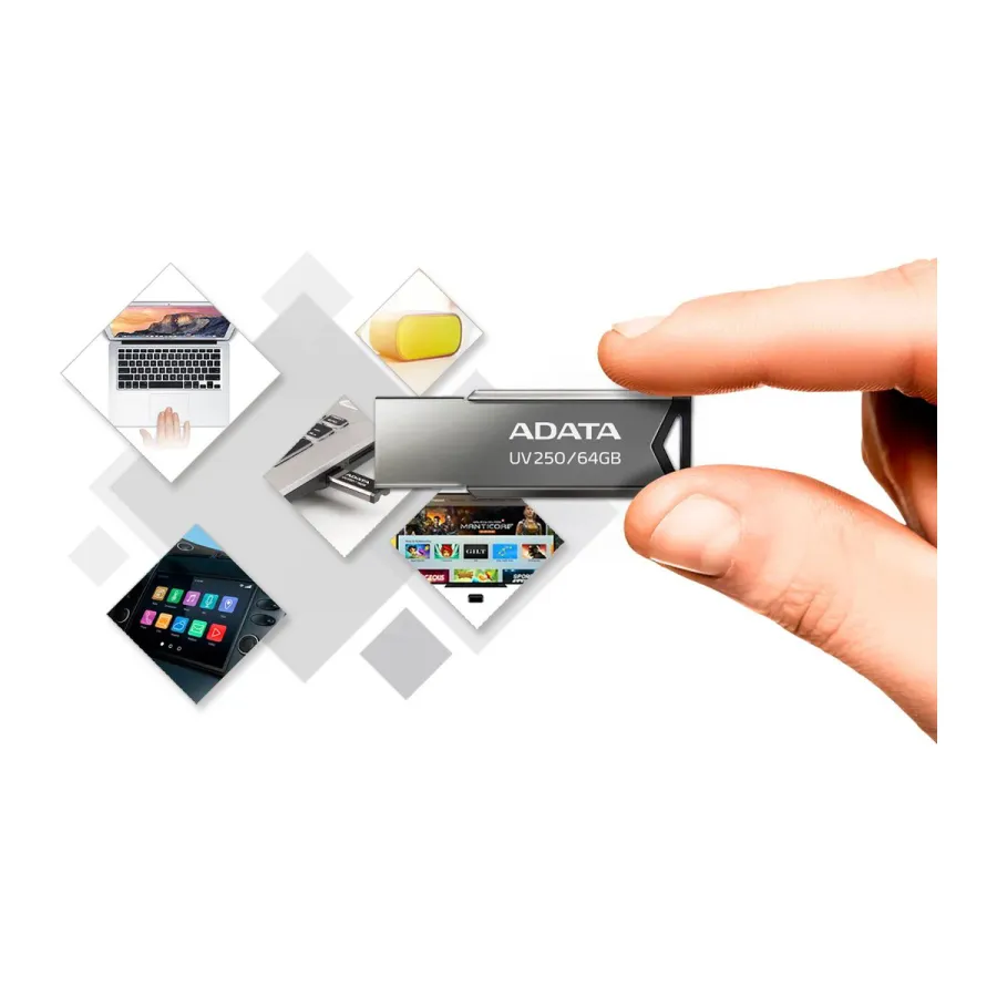 Флеш карта 64GB USB 2.0 ADATA UV250 Metal Silver Classic — фото 4