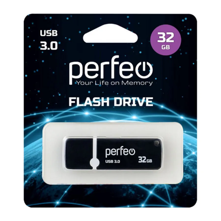Флеш карта 32Gb USB 3.0 Perfeo C08 Black (PF-C08B032) — фото 2