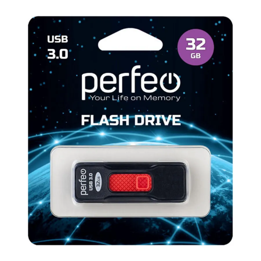 Флеш карта 32Gb USB 3.0 Perfeo C08 Black (PF-S05B032) — фото 2