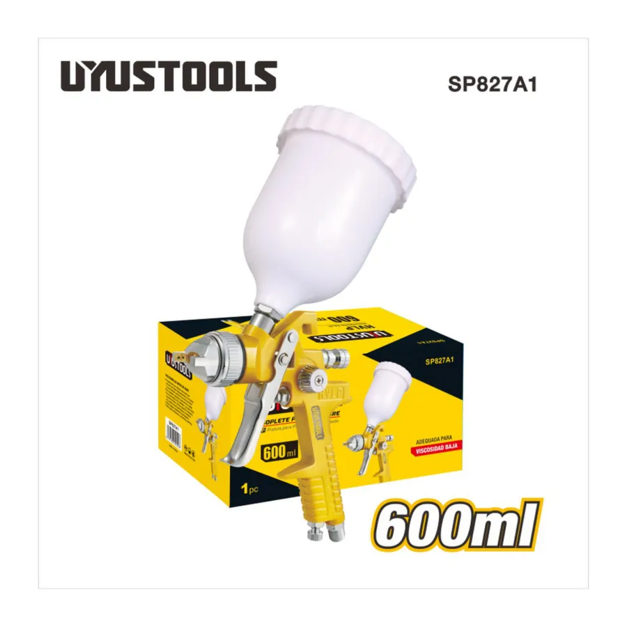 Краскопульт пневматический, бачок 600 мл UYUSTOOLS SP827A1-M — фото 3