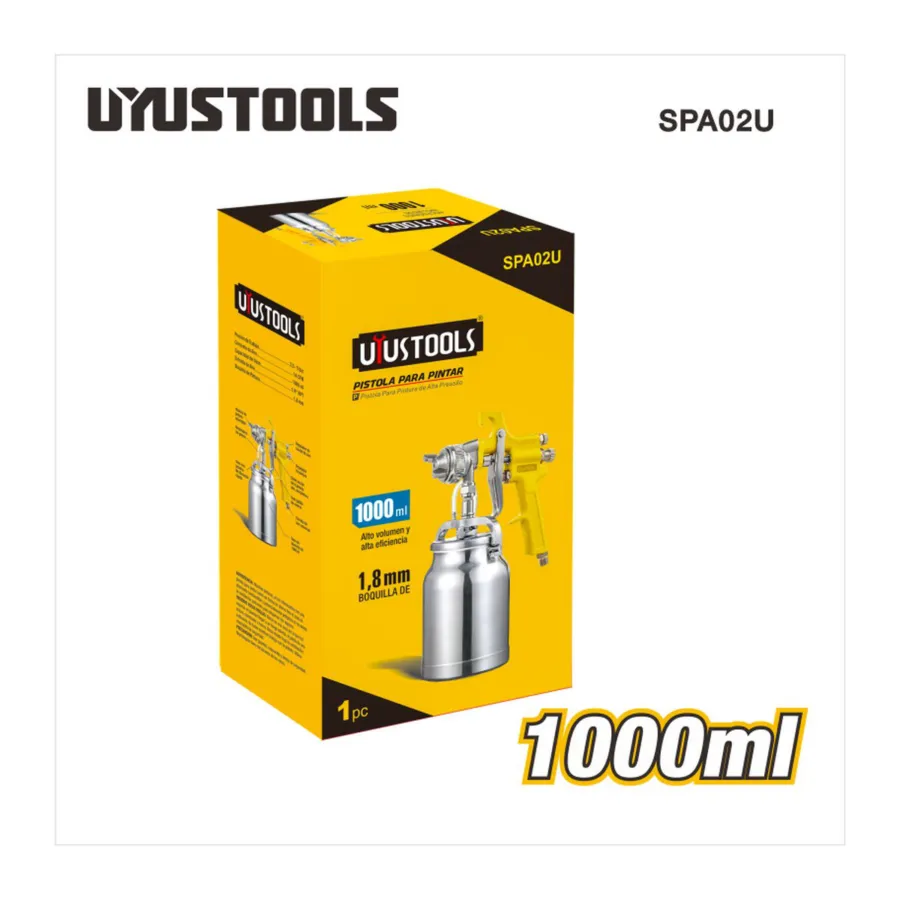 Краскопульт пневматический, бачок 1000 мл UYUSTOOLS SPA02U-M — фото 2