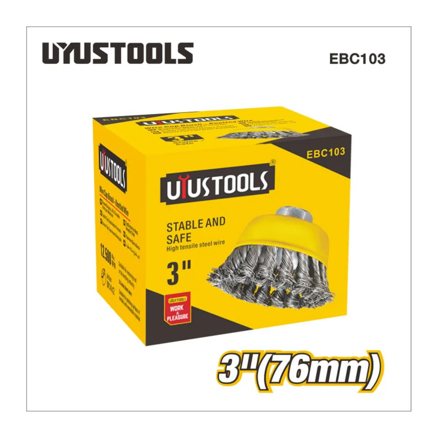 Щётка-чашка проволочная 75 мм, 0,5 мм UYUSTOOLS EBC103 — фото 2