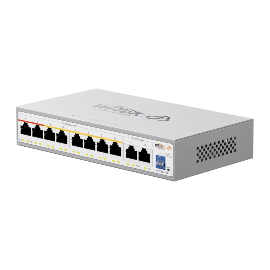 Коммутатор PoE Wi-Tek WI-PCES210G 8PoE+2Uplink 100Mbps — фото 3