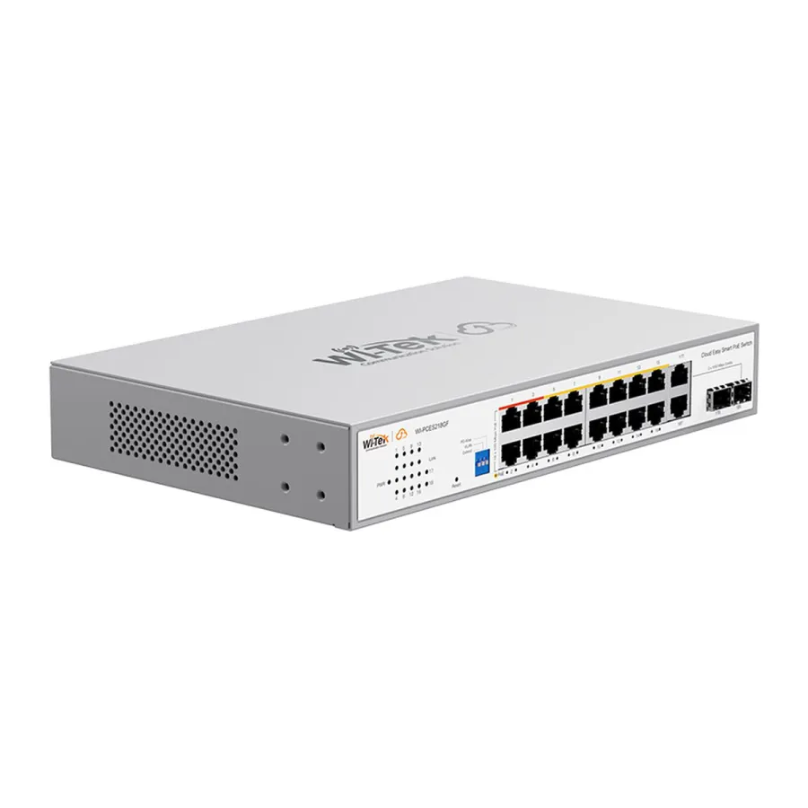 Коммутатор PoE Wi-Tek WI-PCES218GF 16PoE+2SFP 100Mbps — фото 2