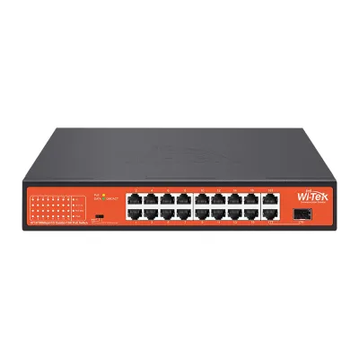 Коммутатор PoE Wi-Tek WI-PS518GH 16FE+1GE+1SFP