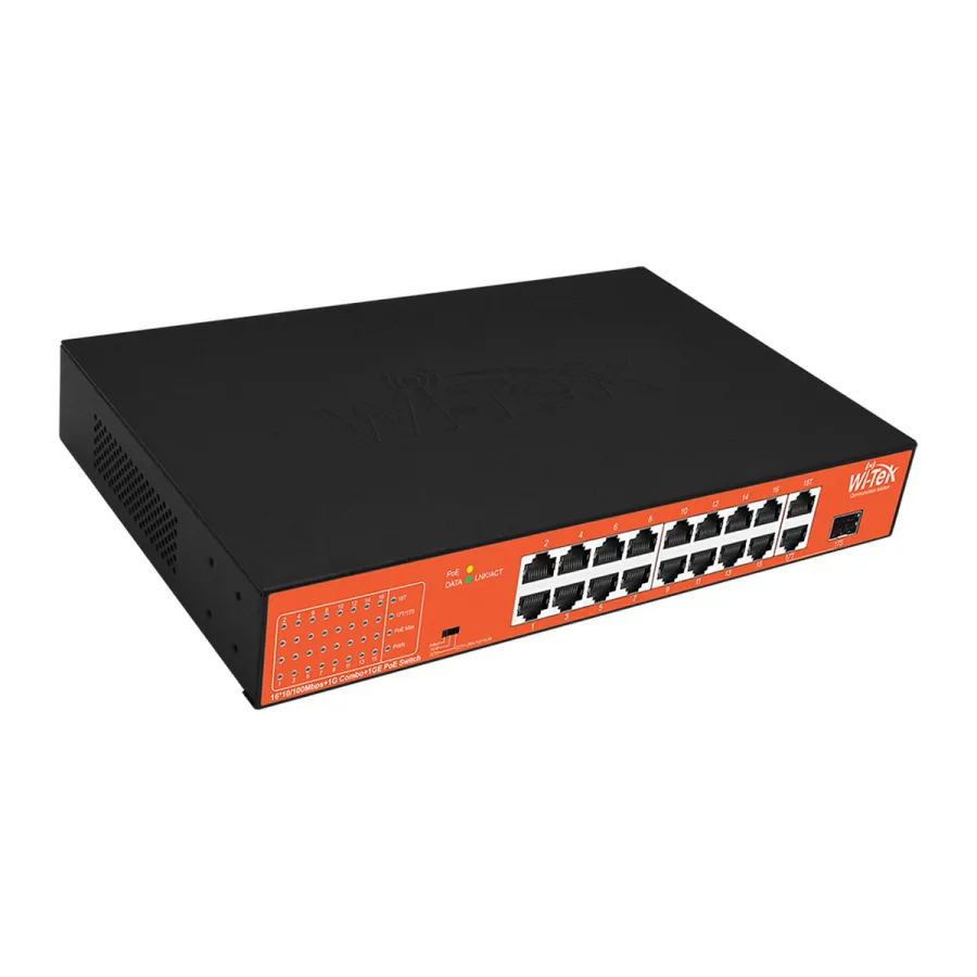 Коммутатор PoE Wi-Tek WI-PS518GH 16FE+1GE+1SFP — фото 2
