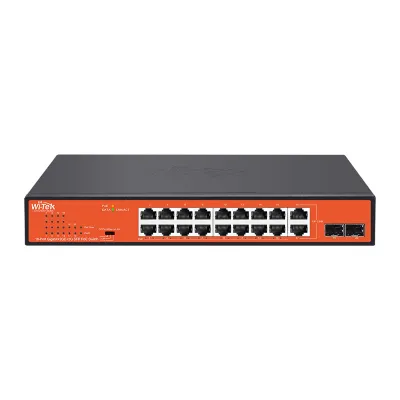 Коммутатор PoE Wi-Tek WI-PS318GFH 16GE+2SFP