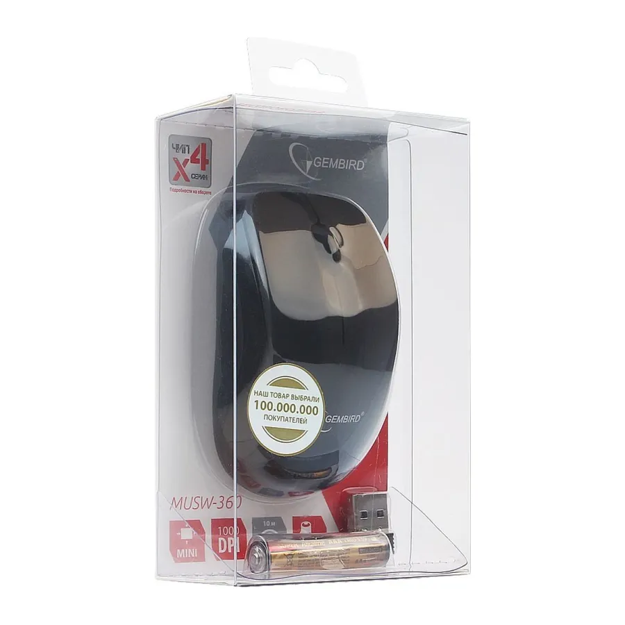Мышь беспроводная Gembird MUSW-360 Black USB — фото 4